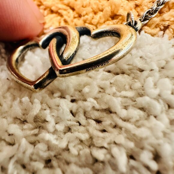 James Avery Double Heart Linked Necklace 925 Silver Adjustable Length 16-17-18 - Picture 4 of 7